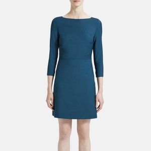 Theory Raneid R Adrian Suiting Aqua Marine Wool Dress Size 4